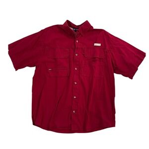 Reel Legends Mens Red Short Sleeve Performance Fishing Shirt Size Large